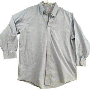 Brooks Brothers Men's Shirt 17.5 346 Non-Iron Regular Fit Blue Checkered Cotton